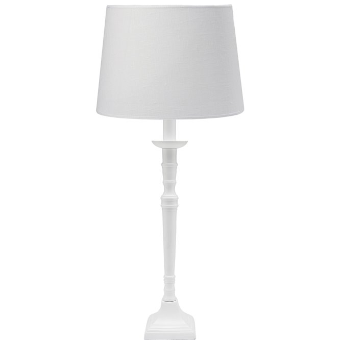 Biała lampa stołowa klasyczna z abażurem Salong